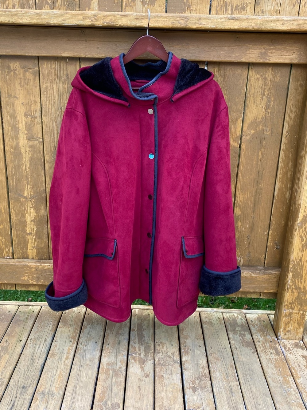 Penningtons Plus Size Faux Shearling Coat Cherry Red Black Size 4X